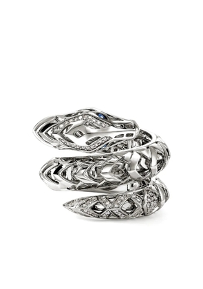 John Hardy sterling silver Naga diamond and sapphire ring
