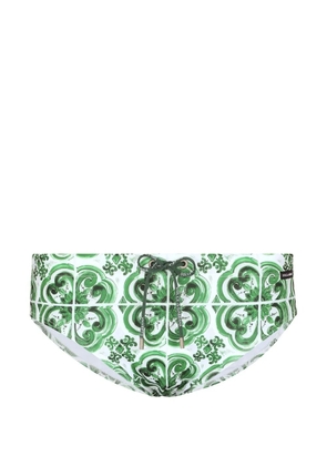 Dolce & Gabbana Majolica-print swim briefs - Green