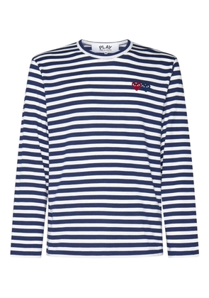 Comme Des Garçons Play heart-patch striped cotton T-shirt - Blue