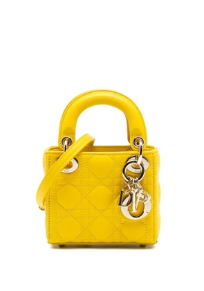 Christian Dior Pre-Owned 2022 Micro Lambskin Cannage Lady Dior satchel - Yellow