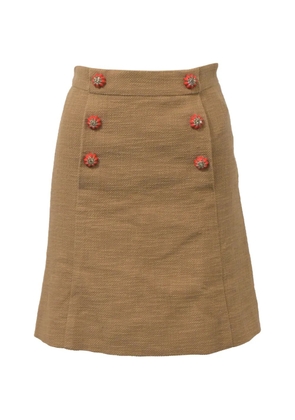 Dolce & Gabbana Pre-Owned floral-buttons A-line skirt - Neutrals