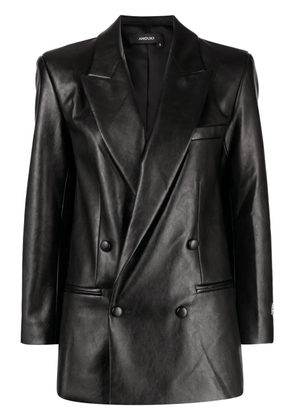 ANOUKI double-breasted faux-leather blazer - Black