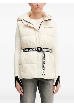 Karl Lagerfeld Jeans hooded belted puffer gilet - Neutrals