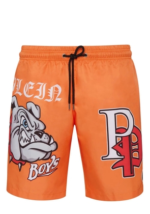 Philipp Plein logo-print swim shorts - Orange