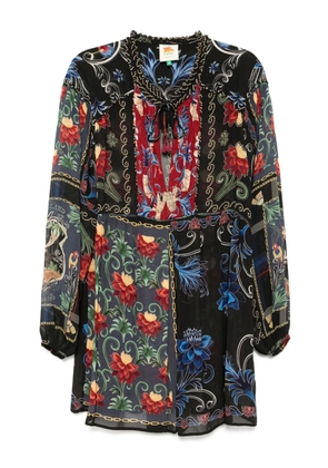FARM Rio mixed arabesque scarves dress - Black