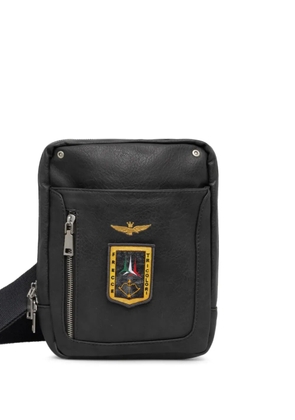 Aeronautica Militare zip logo-patch messenger bag - Black