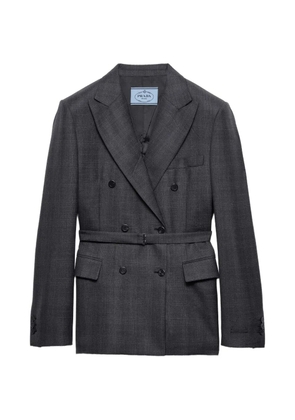 Prada double-breasted checked wool jacket - Grey