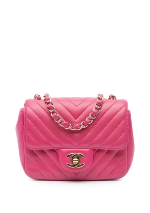 CHANEL Pre-Owned 2017-2018 Mini Square Classic Chevron Lambskin Single Flap crossbody bag - Pink