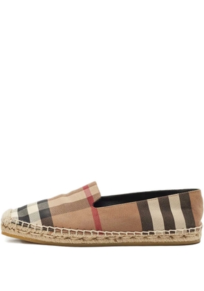 Burberry Pre-Owned Check-print canvas espadrilles - Brown