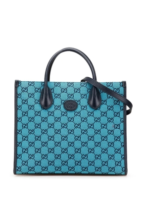 Gucci Pre-Owned 2016-2024 Small GG Canvas Interlocking G Tote satchel - Blue