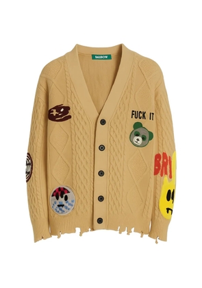 BARROW cable-knit distressed cardigan - Yellow