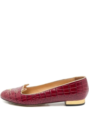 Charlotte Olympia Kitty crocodile-effect ballet flats - Red