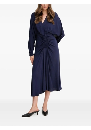 Sandro Ferrone V-neck gathered midi dress - Blue