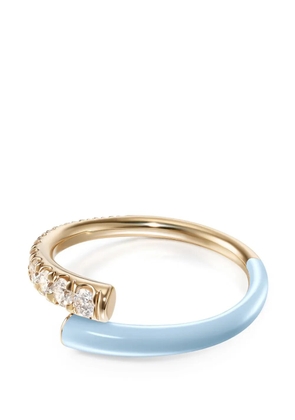 Melissa Kaye 18K yellow gold Pastel Blue Lola Pinky Ring