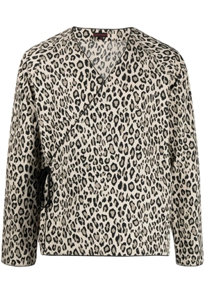 CLOT leopard-print V-neck shirt - Green