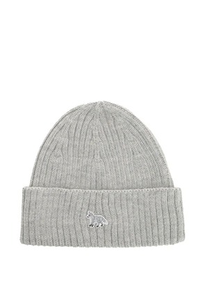 Maison Kitsuné Baby Fox ribbed beanie hat - Grey