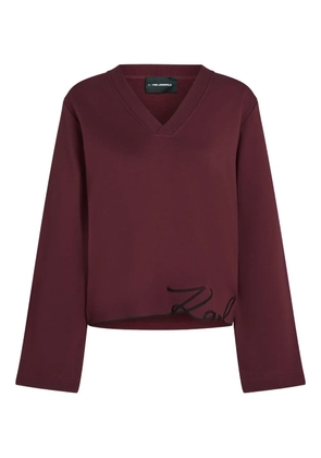 Karl Lagerfeld signature-hem v-neck sweater - Red