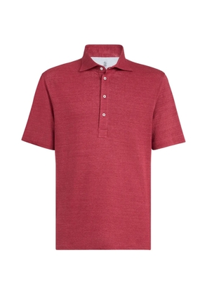 Brunello Cucinelli point-collar mélange polo shirt - Red