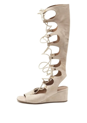 Chloé Pre-Owned 2024s 50mm lace-up wedge sandal - Neutrals
