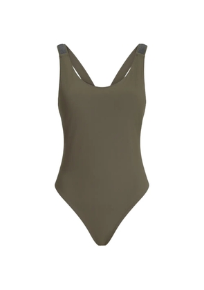 Brunello Cucinelli embellished strap swimsuit - Green