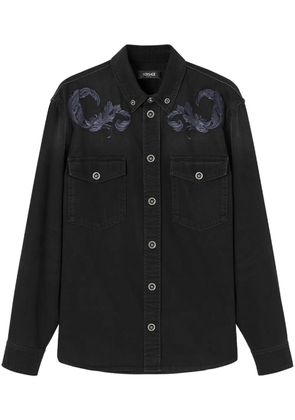 Versace Barocco embroidered denim overshirt - Black