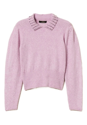 TWINSET embellished polo-collar sweater - Pink