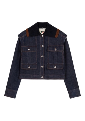 Ports 1961 knitted-collar denim jacket - Blue
