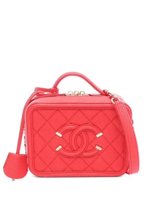 CHANEL Pre-Owned 2019 Small Caviar CC Filigree Vanity Bag satchel - Red