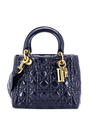 Christian Dior Pre-Owned Supple Lady Dior Bag Cannage Quilt Patent Medium satchel - Blue