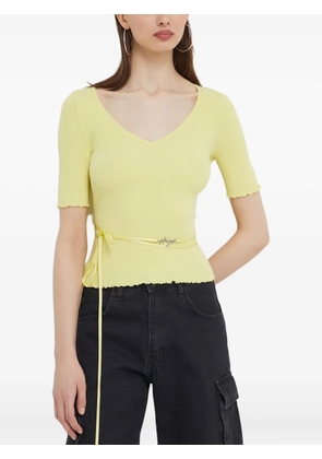 HUGO lettuce-trim tied-waist top - Yellow