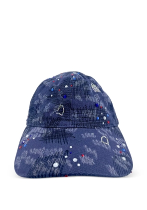 Who Decides War crystal-embellished distressed cap - Blue