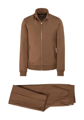 Moorer pressed-crease trouser set - Brown