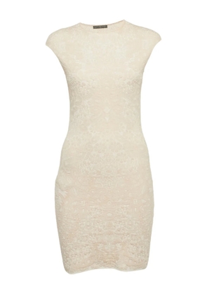 Alexander McQueen Pre-Owned jacquard-knit cap-sleeve dress - Neutrals