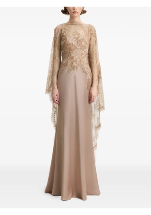 Gemy Maalouf embroidered lace gown - Neutrals