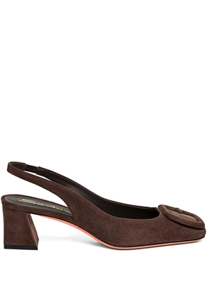 Santoni 5mm suede buckle-detail pumps - Brown