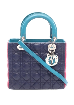 Christian Dior Pre-Owned 2010-2026 Medium Tricolor Lambskin Cannage Lady Dior satchel - Blue