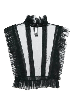 Starchic pleated ruffled blouse - Black
