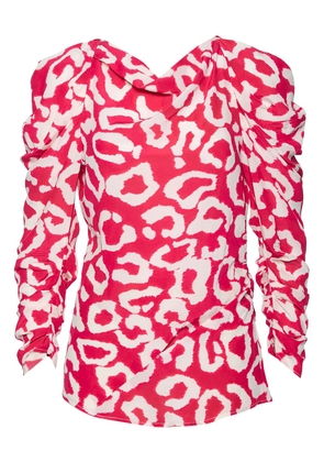 Isabel Marant Vintage 2023 puff-sleeves leopard blouse - Pink