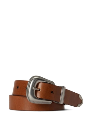 Polo Ralph Lauren engraved western leather belt - Brown