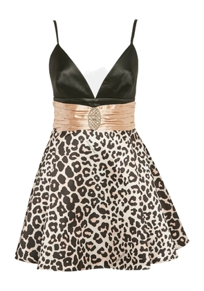 Elisabetta Franchi leopard-print satin mini dress - Black