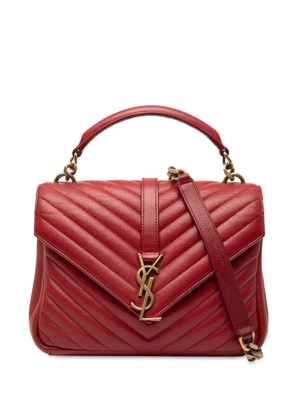 Saint Laurent Pre-Owned 2017 Medium Quilted Chevron Sheepskin College satchel - Red