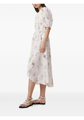 AllSaints floral-print smocked dress - White