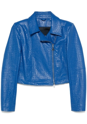 Patrizia Pepe crocodile-embossed biker jacket - Blue
