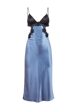 Fleur Du Mal lace-insert slip dress - Blue