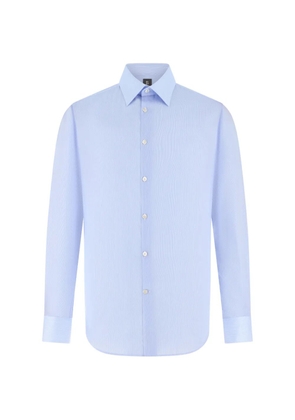 Boggi Milano spread-collar twill shirt - Blue