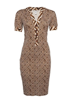 Diane Von Furstenberg Vintage geometric-print silk mini dress - Brown