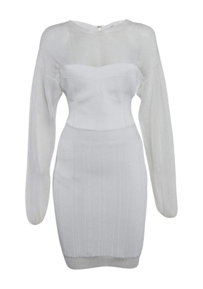 Hervé Léger Pre-Owned ribbed mini dress - White