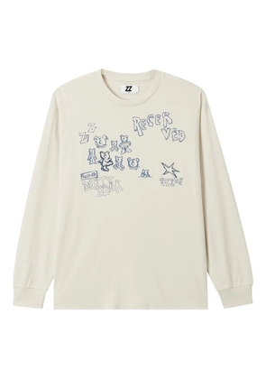 izzue bear-print long-sleeve T-shirt - White