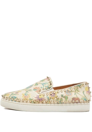 Christian Louboutin Pre-Owned studded-details leather sneakers - Neutrals