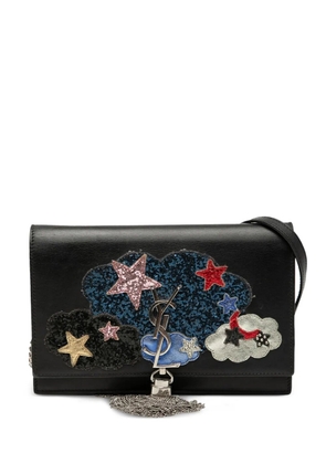 Saint Laurent Pre-Owned 2016 Calfskin Cloud Star Applique Classic Monogram Kate Tassel Wallet on Chain crossbody bag - Black